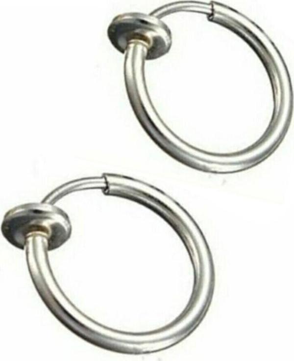 316l Paslanmaz Çelik Deliksiz Fake Piercing Gümüş Çift - Image 1