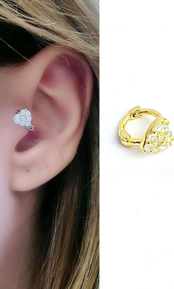 Zirkon Taş Detaylı 925ayar Gümüş Tragus Halka Piercing - Image 1