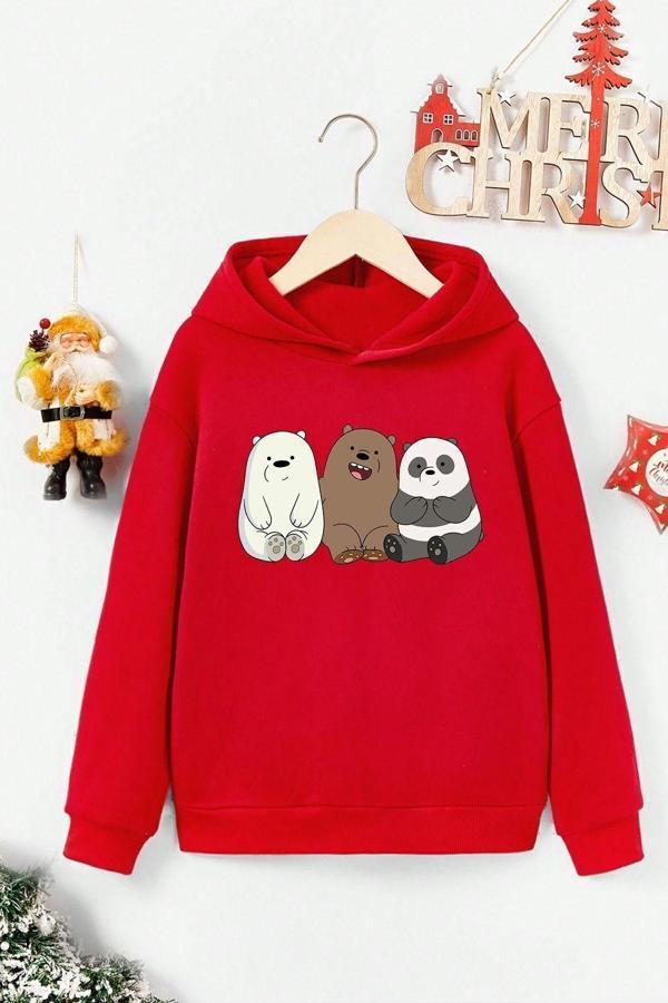 Çocuk Kafadar Ayılar Baskılı Sweatshirt - Image 1