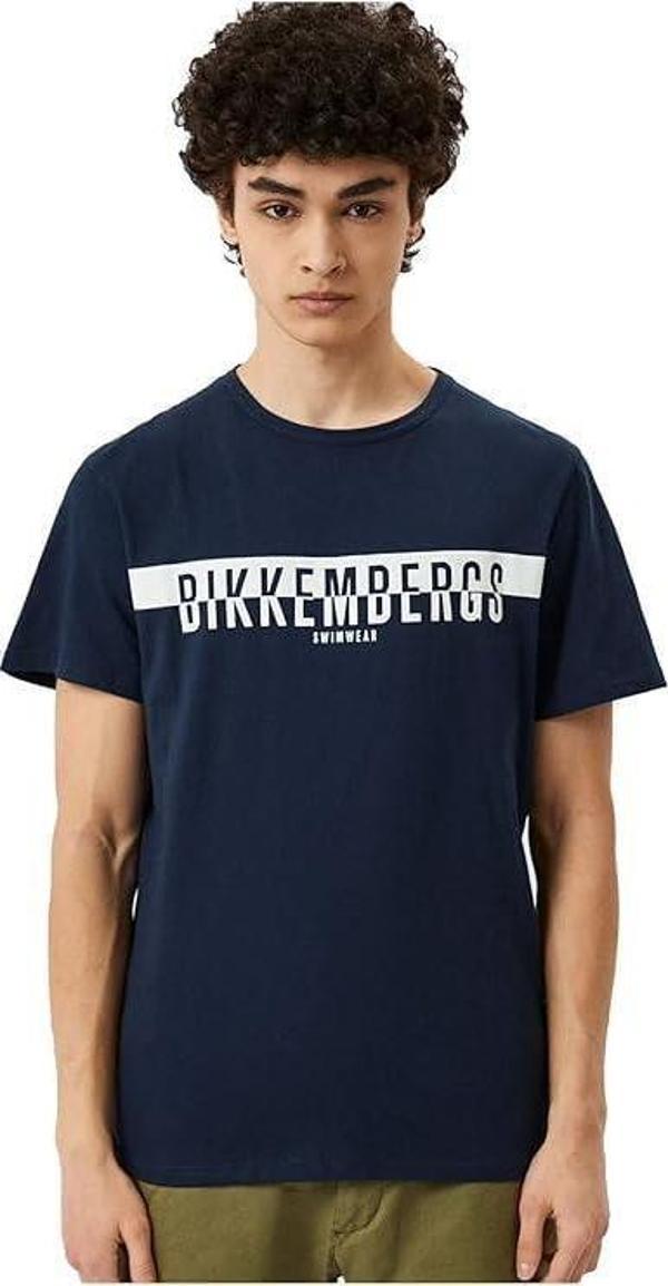Bikkembergs BKK2MTS03 Half Logo T-Shirt Navy - Image 1