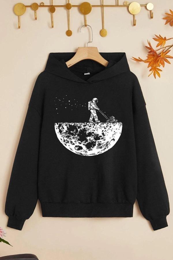 Çocuk Uzay Temalı Baskılı Sweatshirt - Image 1