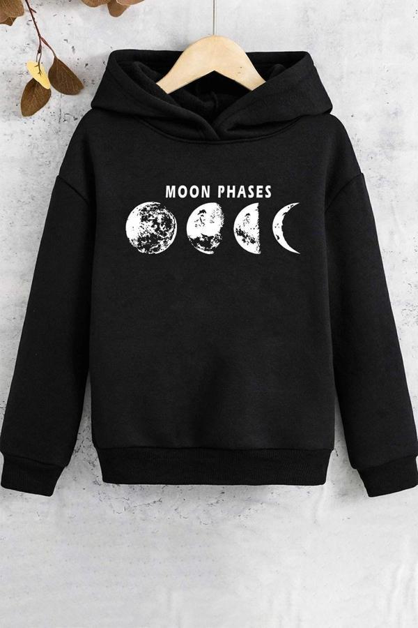 Çocuk Moon Phases Baskılı Sweatshirt - Image 1