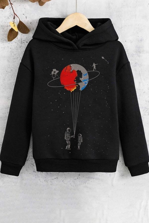 Çocuk Evren Temalı Baskılı Sweatshirt - Image 1