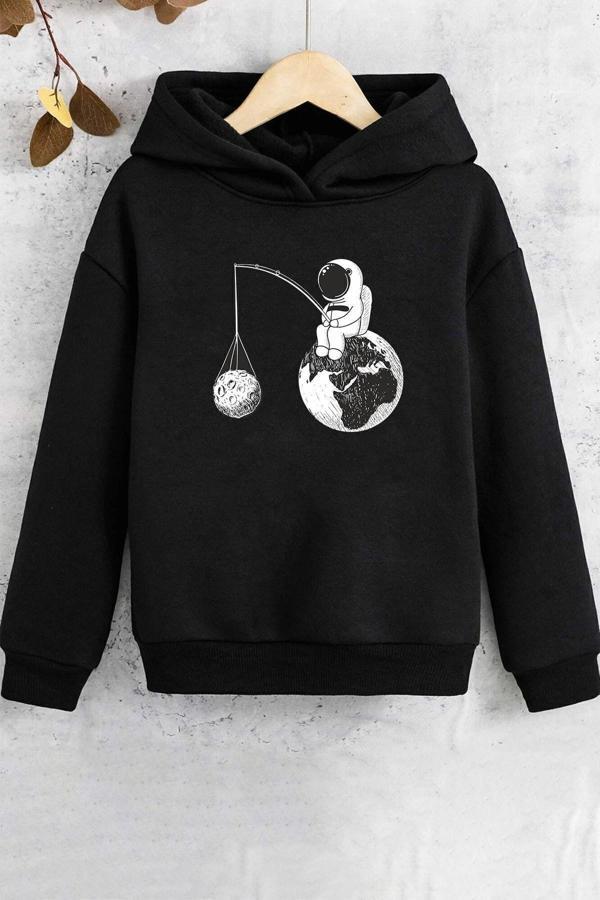 Çocuk Uzay Temalı Baskılı Sweatshirt - Image 1