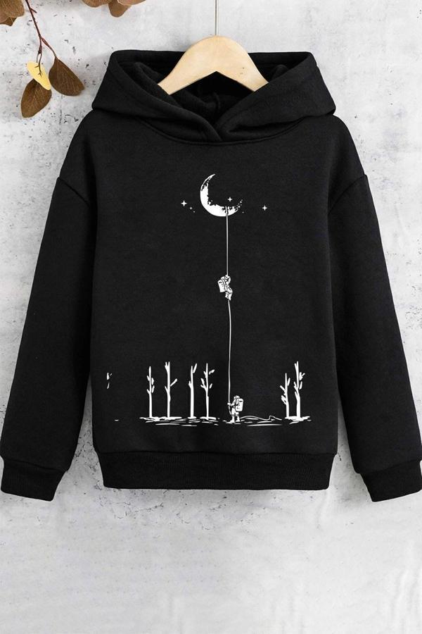 Çocuk Uzay Temalı Baskılı Sweatshirt - Image 1