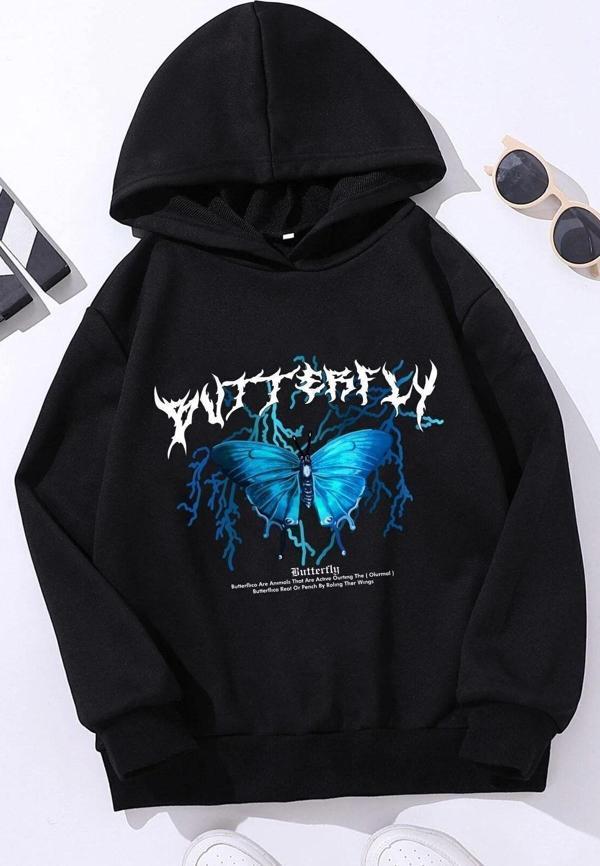 Çocuk Blue Butterfly Baskılı Sweatshirt - Image 1