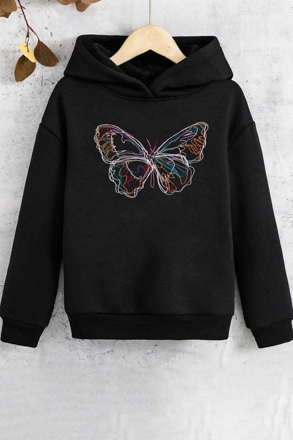 Çocuk Butterfly Baskılı Sweatshirt - Image 1