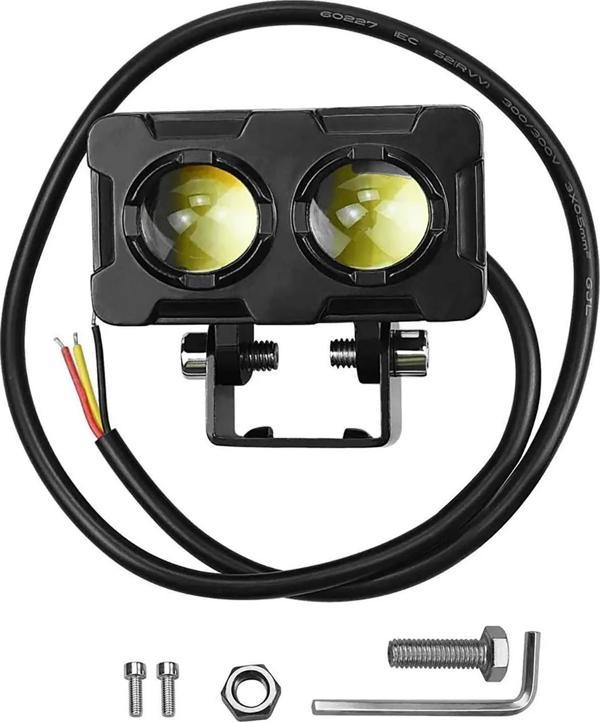 Led Spot Işık ve Sarı Beyaz Projektör Lens 2 Gözlü Dikdörtgen Baykuş Led Off Road Lamba Motosiklet ve İş Makinesi Projek - Image 1