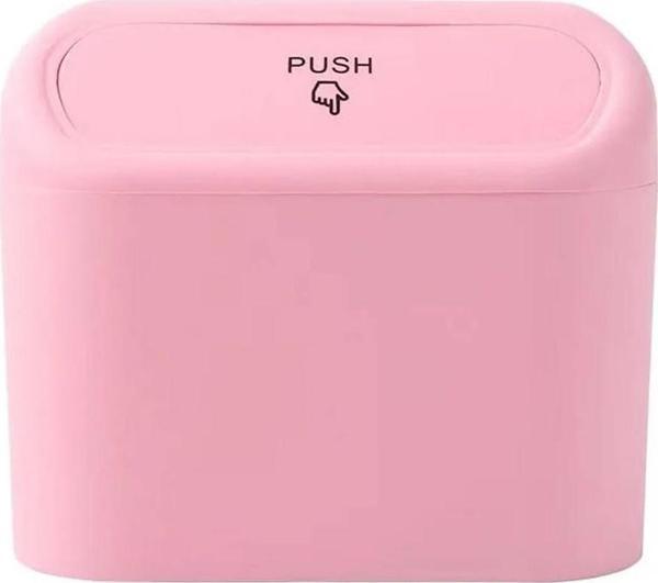 Oto Araba Çöp Kutusu Kapaklı Organizer Çöp Kovası Pembe - Image 1