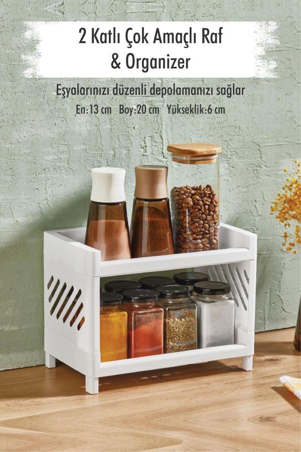 2 Katlı Tezgah Üstü Düzenleyici & Çok Amaçlı Raf & Organizer - Image 1