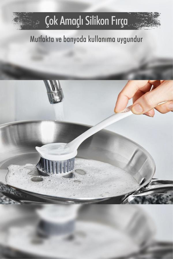 Çok Amaçlı Silikon Bulaşık Yıkama & Lavabo Temizleme & Mutfak Tezgahı Temizleme Fırçası - Image 1