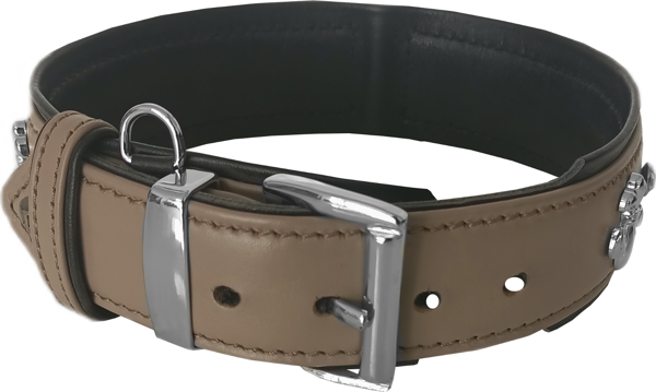 Markapet Deri Doğal Taşlı Köpek Boyun Tasması 28-33 cm X-Small Taba - Image 1