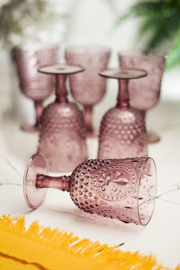 Akrilik Mürdüm 6'lı Kadeh & Su Meşrubat Kahve Yanı Bardağı 450 ml ( Cam Değildir ) - Image 1