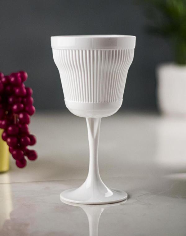 Akrilik Beyaz Tekli Kadeh & Su Meşrubat Kahve Yanı Bardağı 300 ml ( Cam Değildir ) - Image 1