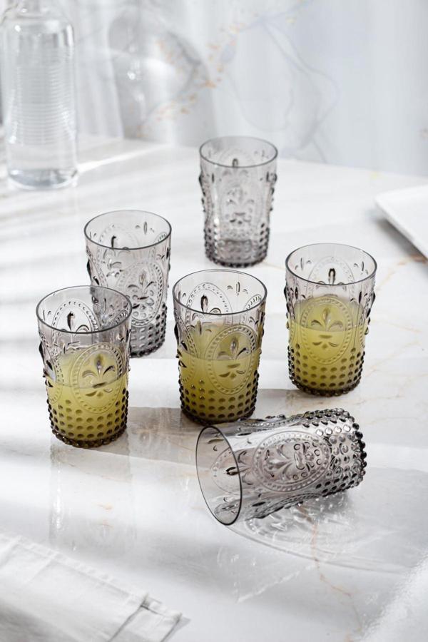 Akrilik Füme 6'lı Kısa Bardak & Su Meşrubat Kahve Yanı Bardağı 400 ml ( Cam Değildir ) - Image 1