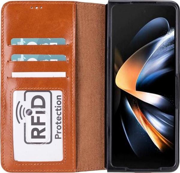 Samsung Galaxy Z Fold5 Uyumlu Deri Cüzdanlı Kılıf Efektli Taba - Image 1