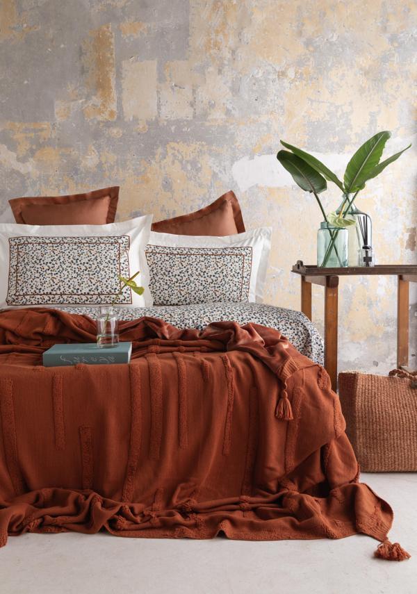 ÇİFT KİŞİLİK TRIKOLU BATTANIYELI SET STAMPINO TERRACOTTA - NEVRESIM - Image 1