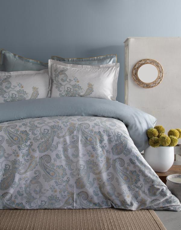 AP KING SIZE ELEGANCE BASKILI SATEN NEVRESIM TAKIMI BERTA INDIGO - NEVRESIM - Image 1