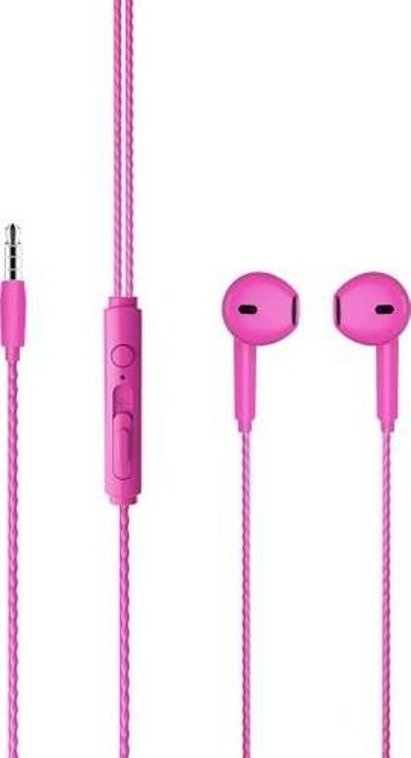 Lecoo Lenovo EH104 3.5mm Jacklı Kulak İçi Mikrofonlu Kulaklık Pembe - Image 1