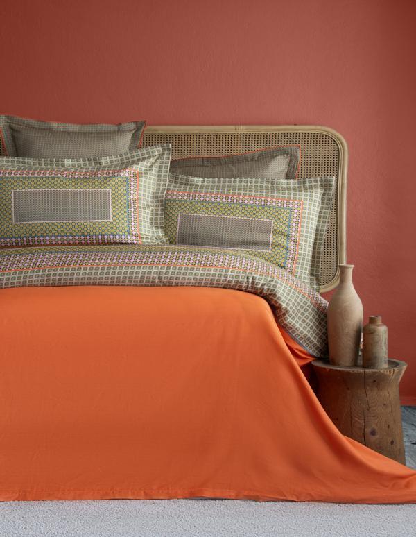 CIFT KISILIK ELEGANCE BASKILI SATEN NEVRESIM TAKIMI REGINA ORANGE  - NEVRESIM - Image 1
