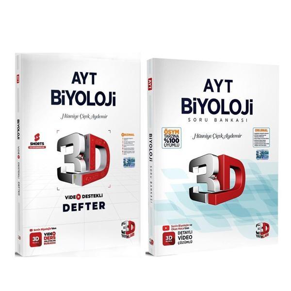 3D AYT Biyoloji Defter ve Soru Bankası Seti 2 Kitap - 3D Yayınları - Image 1