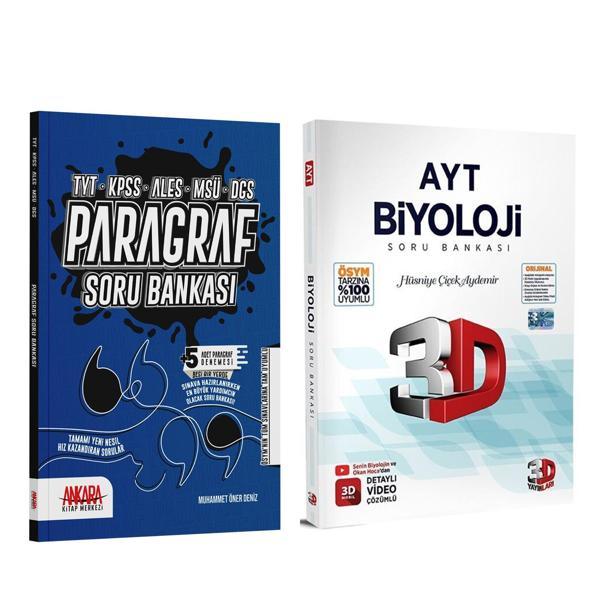 3D AYT Biyoloji ve AKM Paragraf Soru Bankası Seti 2 Kitap - 3D Yayınları - Image 1