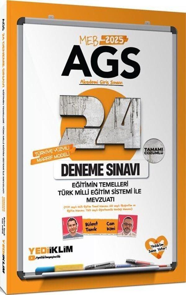 2025 MEB AGS Eğitimin Temelleri Türk Milli Eğitim Sistemi İle Mevzuat Tamamı Çözümlü 24 Deneme Yediiklim - Yediiklim Yayınları - Image 1