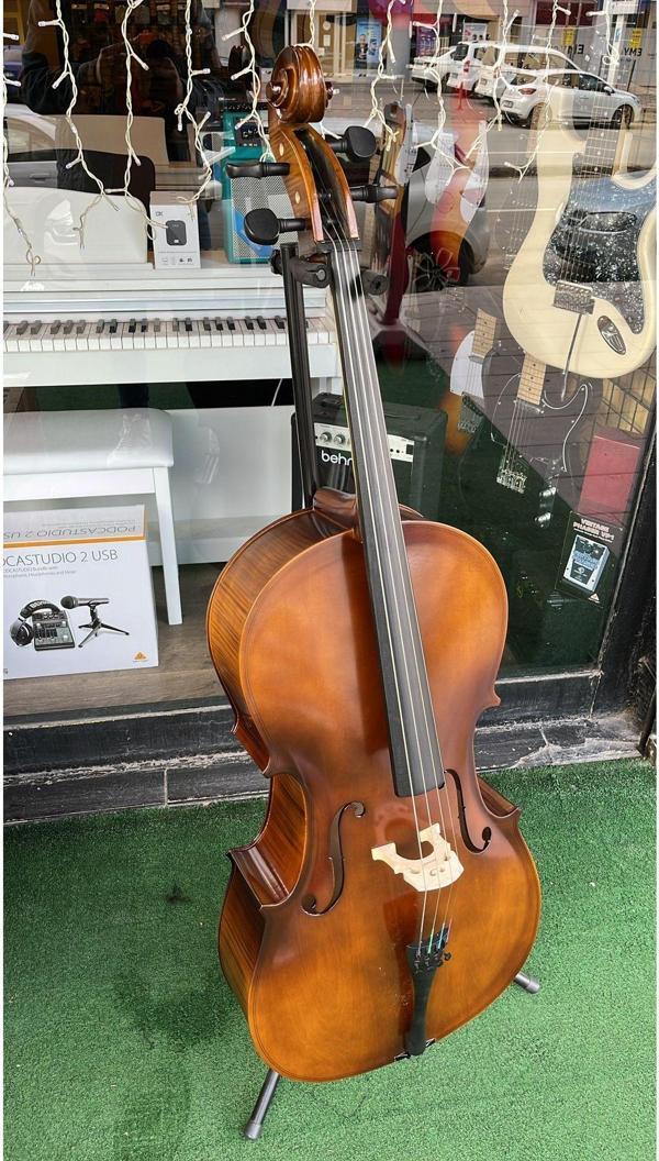 3M Music Çello 4/4 Ölçü Tam Boy Hareli Ağaç Çello - Image 1
