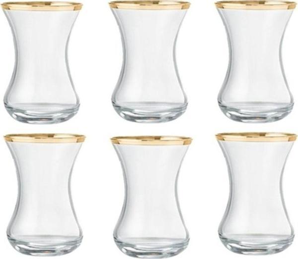 İnce Belli Gold Çay Bardağı 130 cc 6 Lı - Image 1