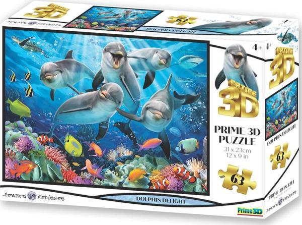 Prime 3D - Sevimli Yunuslar 63 Parça Puzzle 10529 - Image 1