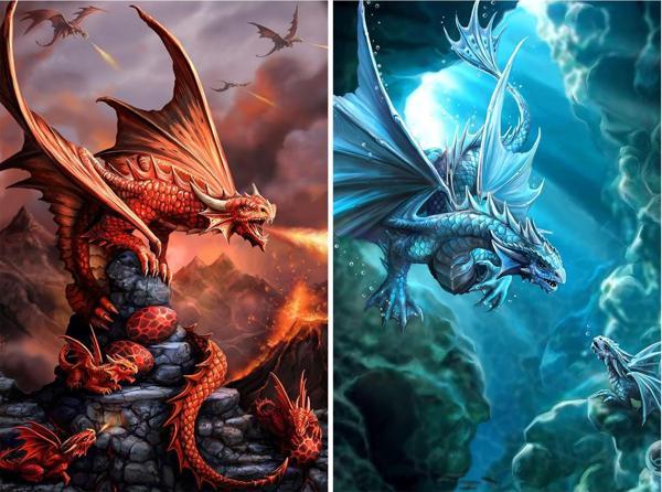 Prime 3D Ateş Ejderhası ve Su Ejderhası İkili Puzzle 200 Parça 10244 - Image 1