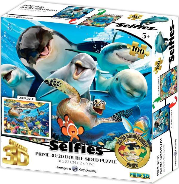 Prime 3D Deniz Canlıları ve Kaplumbağa Selfie Çift Taraflı Puzzle - Image 1