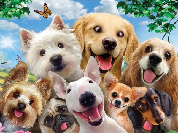 Prime 3D Köpek ve Kedi Selfie Çift Taraflı Puzzle 100 Parça 15052 - Image 1