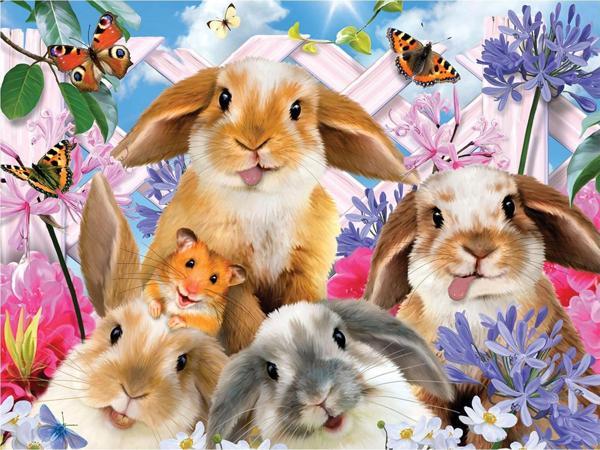 Prime 3D Pet ve Tavşan Selfie Çift Taraflı Puzzle 100 Parça 15053 - Image 1