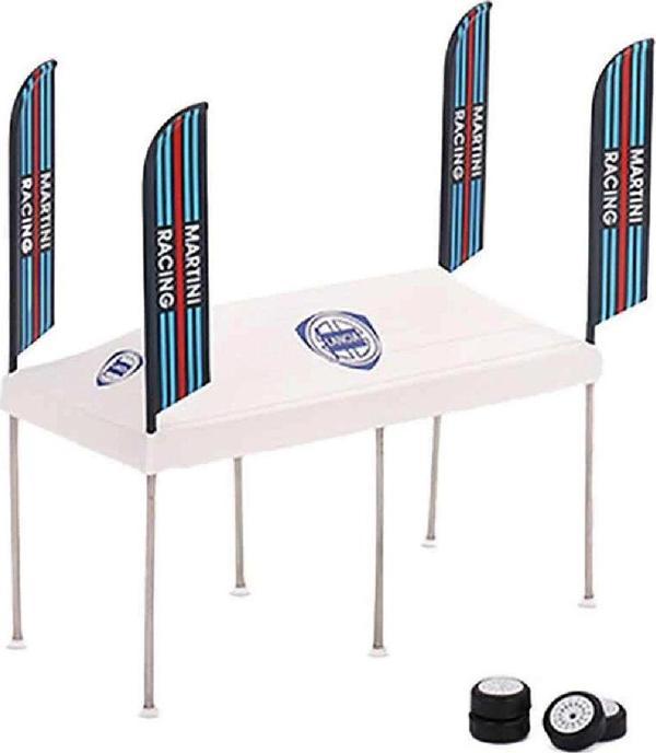 1:64 Martini Racing Paddock Minyatür Model Araba Servis Çadırı Seti - Image 1