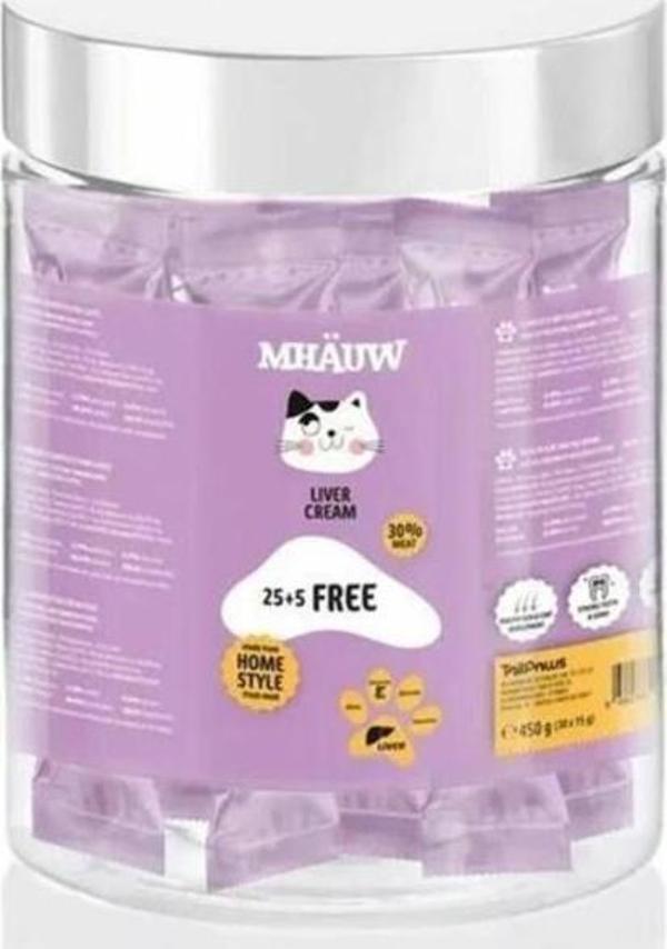 Mhauw Ciğerli Sıvı Kedi Ödülü 15gr*30 lu Kavanoz - Image 1