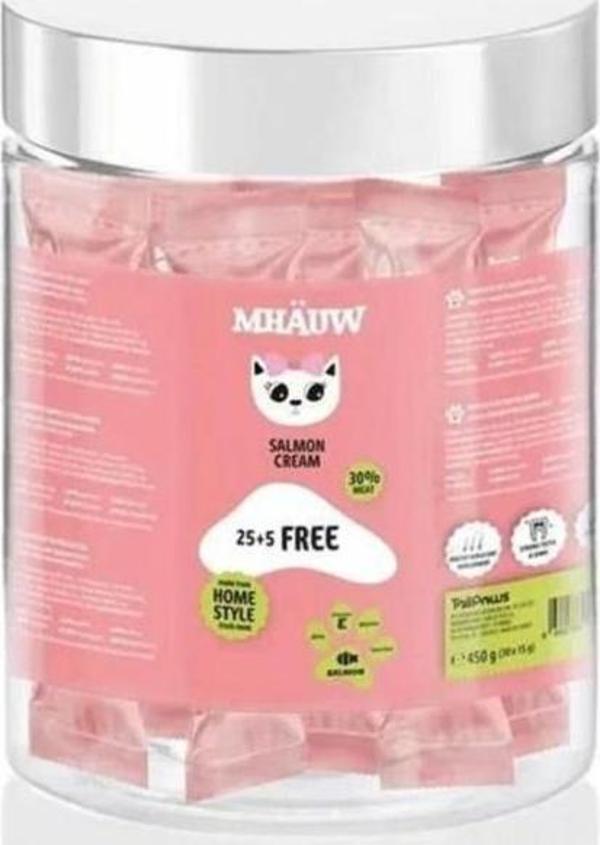 Mhauw Somonlu Krema Kedi Ödülü 15gr*30 lu Kavanoz - Image 1