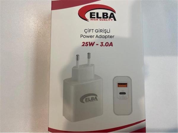 Elba ELB15 25W 3.0A Usb-A To Usb-C Çift Girişli Hızlı Şarj Akım Koruma Isıya Dayanıklı EV Şarj Kafa - Image 1