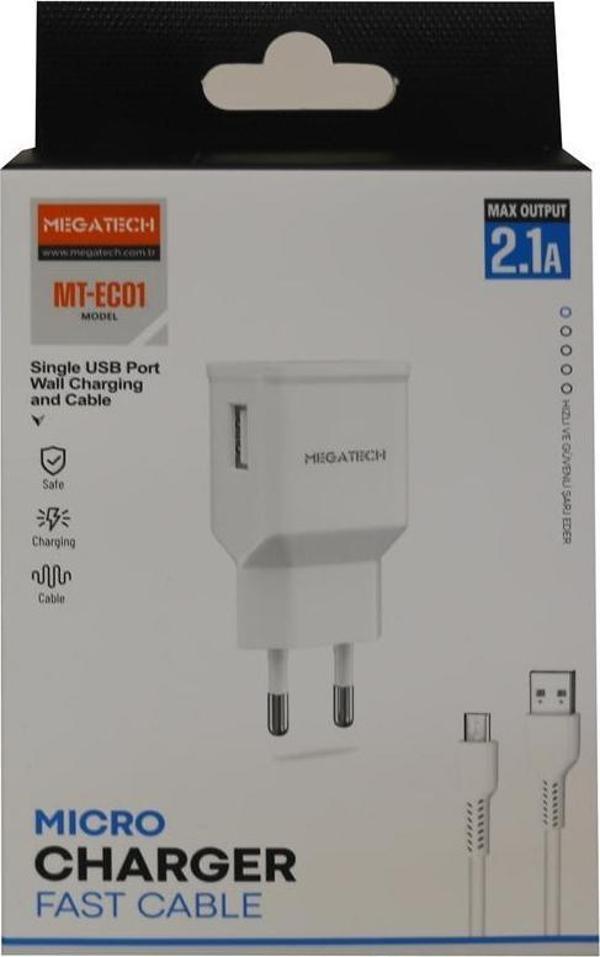 Megatech- EC01 2.1A  Ev Şarj+ Micro Kablo Hızlı Şarj - Image 1