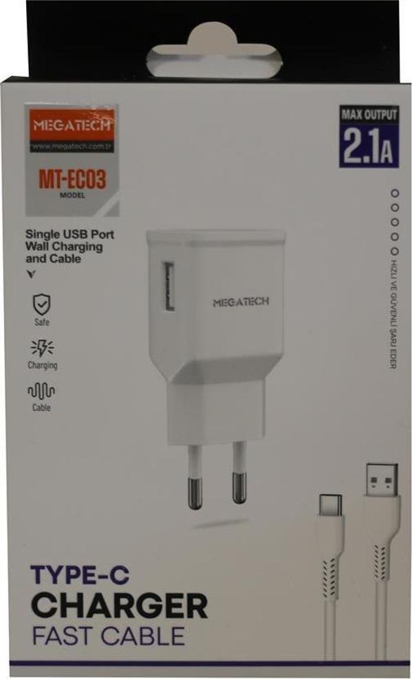 Megatech MT-EC03 2.1A Micro Usb TYPE-C  Kablo+ Ev Şarj Adaptörü Hızlı Şarj - Image 1