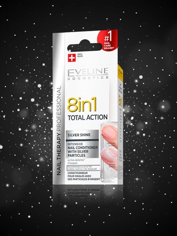 EVELINE 8 In 1 Total Action Silver Shine Nail Conditioner 12ml | Tırnak Bakımı 5901761971873 - Image 1