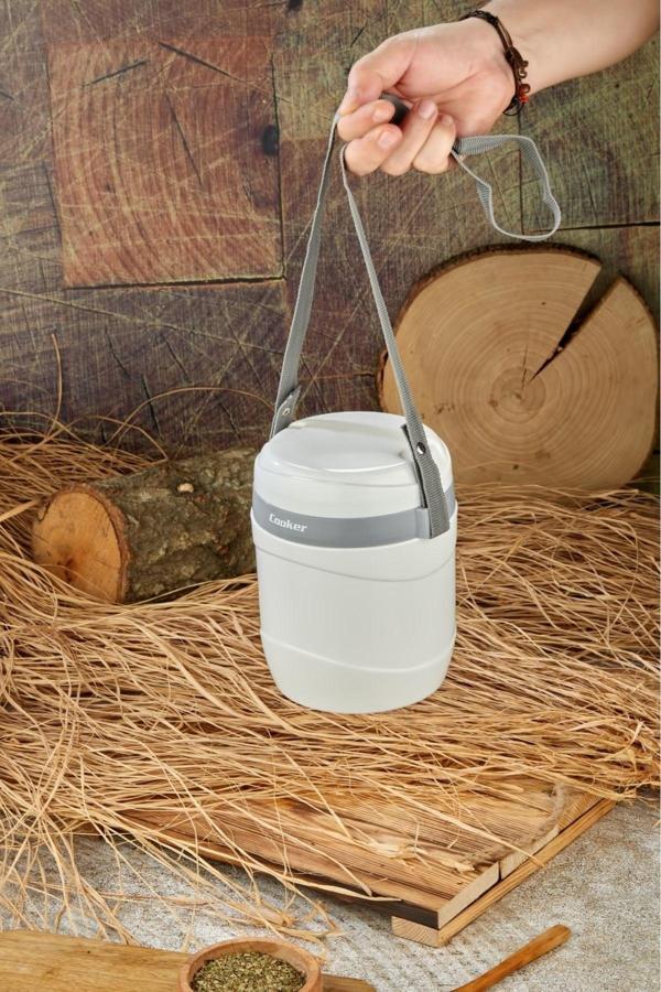 Cooker 3146 Gri Lüx 1,2 Litre Çelik Hazneli 3'lü Yemek Termosu - Image 1