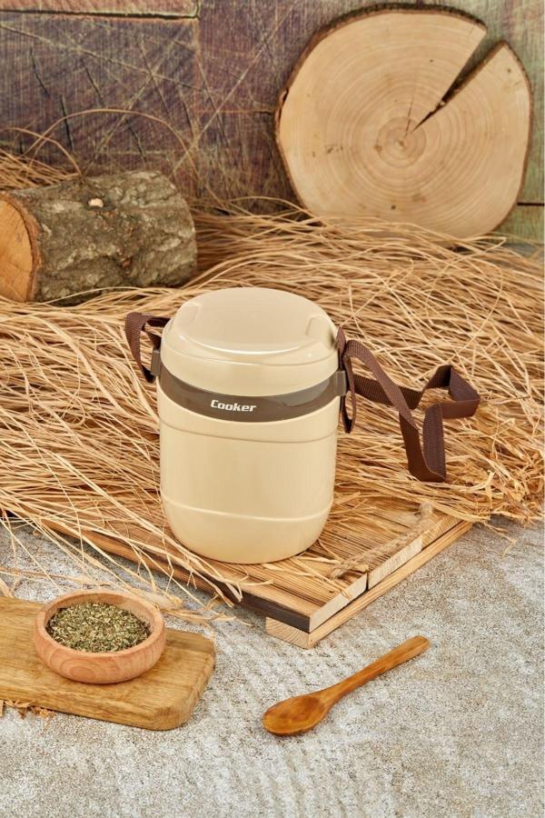 Cooker 3146 Krem Lüx 1,2 Litre Çelik Hazneli 3'lü Yemek Termosu - Image 1