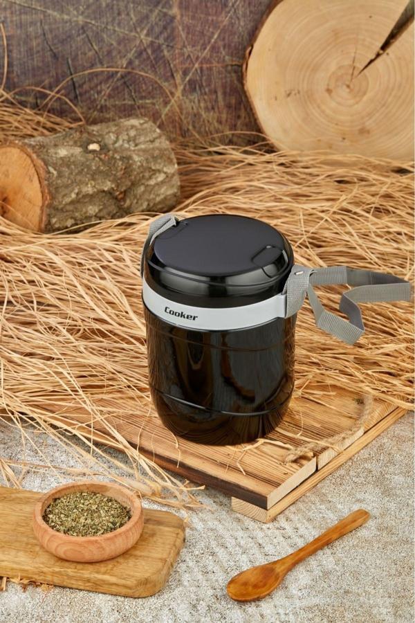 Cooker 3146 Lüx 1,2 Litre Çelik Hazneli 3'lü Yemek Termosu - Image 1