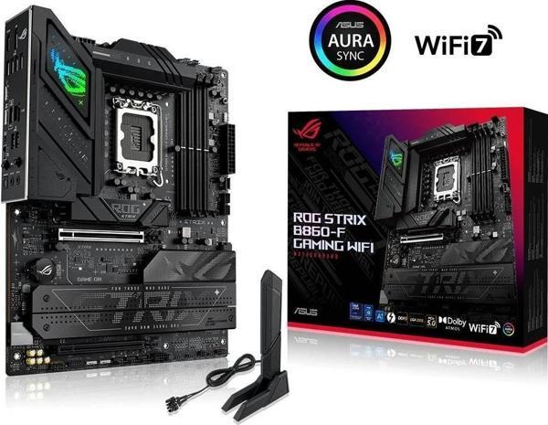 ASUS ROG STRIX B860-F GAMING WIFI Intel B860 LGA1851 DDR5 9066 DP HDMI 4x M2 USB3.2 Gen 2x2 WiFi 7 + BT AURA RGB 2.5Gbit LAN ATX 16+1+2+1 Güç Aşamalar - Image 1