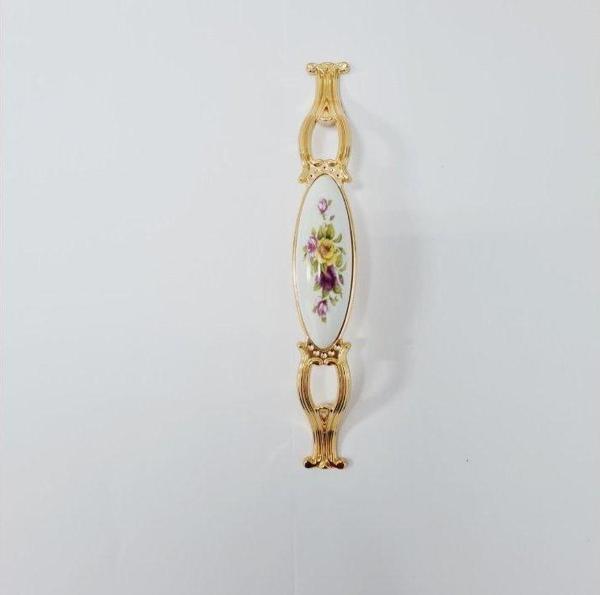 ZÜMRE 128 mm Metal GOLD  Kasa Beyaz  SARI ÇİÇEK Desenli  / 5 ADET - Image 1