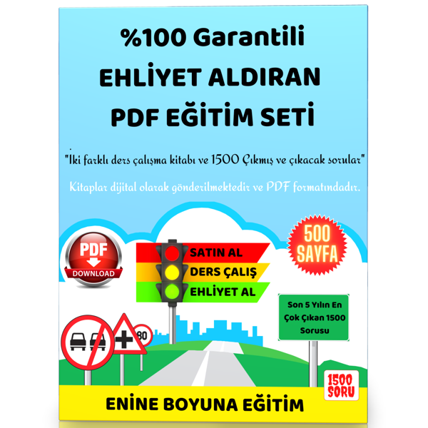 %100 Garantili Ehliyet Aldıran Pdf Ehliyet Kitabı (Maile Gönderilir) - Enine Boyuna Eğitim - Enine Boyuna Eğitim - Image 1