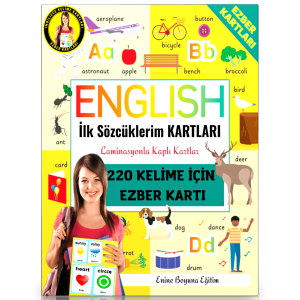 İngilizce İlk Sözcüklerim Kartları (220 Kelime Ezber Kartları) - Enine Boyuna Eğitim - Enine Boyuna Eğitim - Image 1
