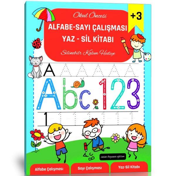 Okul Öncesi Alfabe Sayı Çalışması Yaz-Sil Kitabı - Enine Boyuna Eğitim - Enine Boyuna Eğitim - Image 1