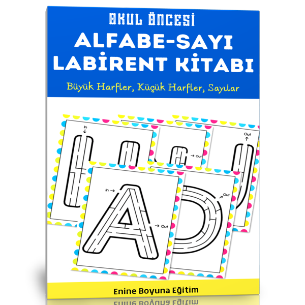 Okul Öncesi Alfabe-Sayı Labirent Kitabı - Enine Boyuna Eğitim - Enine Boyuna Eğitim - Image 1